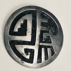 Vintage Native American Hopi carved silver Brooch